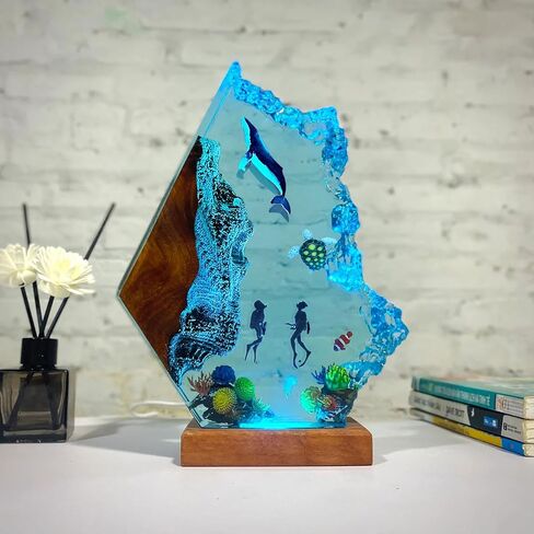 Resin Relaxing Mood Lamp Manta Ray Ocean Night Light with 16 Colors Changing for Office Home Decor For Birthday Holiday Valentine's Day Gift(Style 1, 6"x 4") in Saudi Arabia