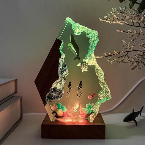 Resin Relaxing Mood Lamp Manta Ray Ocean Night Light with 16 Colors Changing for Office Home Decor For Birthday Holiday Valentine's Day Gift(Style 1, 6"x 4") in Saudi Arabia