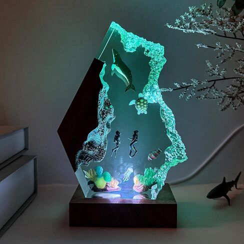 Resin Relaxing Mood Lamp Manta Ray Ocean Night Light with 16 Colors Changing for Office Home Decor For Birthday Holiday Valentine's Day Gift(Style 1, 6"x 4") in Saudi Arabia
