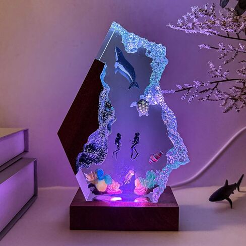 Resin Relaxing Mood Lamp Manta Ray Ocean Night Light with 16 Colors Changing for Office Home Decor For Birthday Holiday Valentine's Day Gift(Style 1, 6"x 4") in Saudi Arabia