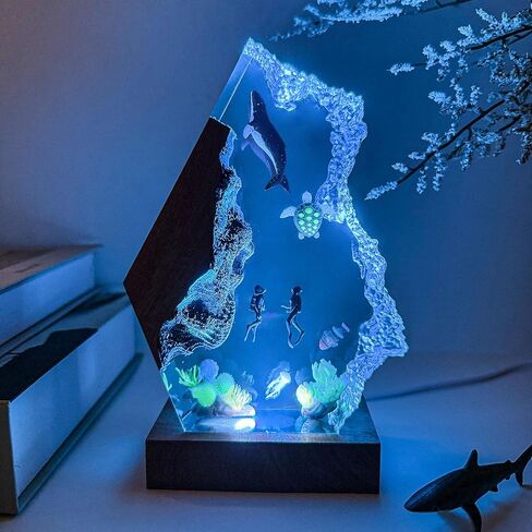 Resin Relaxing Mood Lamp Manta Ray Ocean Night Light with 16 Colors Changing for Office Home Decor For Birthday Holiday Valentine's Day Gift(Style 1, 6"x 4") in Saudi Arabia