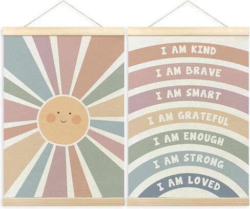 Tleske Woodland Baby Nursery Decore Poster Frame ، Forest Mountain Hanging Wall Art Decor in Kuwait