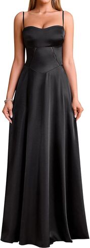 Kutumai Satin Maxi Dress Spaghetti Strap Strap Lace Up Long Stal Presses for Women Wedding Guest Cocktail Prom Prom in Saudi Arabia