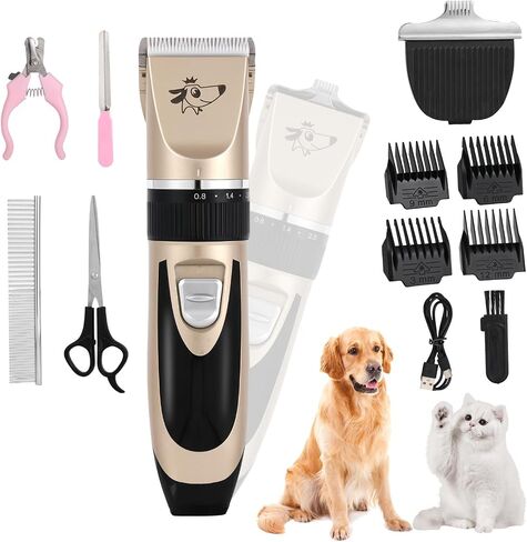 Aovdy Dog Clippers Grooming Kit Dog Shaver Clippers Hair and Paw Electric Cleaning Hair Clippers Set for Dogs Cats Rabbit (Rose Gold, Scissor Set+Foot Shaving Blade) in Saudi Arabia