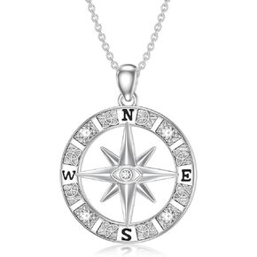 قلادة Compass Diamond 925 Sterling Silver Celtic Knot Necklace مع هدايا التخرج من المختبر الماس للنساء in Saudi Arabia