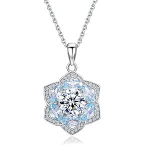 Six Leaf Clover Birthstone Necklaces for Women White Gold Plated Sterling Silver Opal/Sapphire/Emerald/Ruby/Aquamarine Lab Diamond Cz Flower Necklace Chains in Saudi Arabia