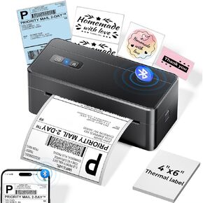 Bluetooth Thermal Shipping Label Printer, 4 x 6 Thermal Label Printer for Small Business, 2410BT Wireless Label Printer Compatible with iOS Android Phone&Pad&PC, Widely Used for UPS, FedEx, Amazon,etc in Saudi Arabia