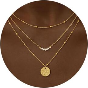 قلادة ذهبية ذات طبقة تشيسكي للنساء ، قلادة قلادة من القلادة المليئة بالذهن/الفضة المليون بمجلات قلادة قلادة قلادة قلادة قابلة للتعديل للنساء للنساء المجوهرات الذهبية للنساء للسيدات الهدايا in Kuwait