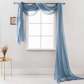 Luxury Window Sheer Elegant Voile Curtain Scarf for Home, Birthday Party, Wedding Decoration, 1 Panel 54" W x 216" L, Quite Blue in Saudi Arabia