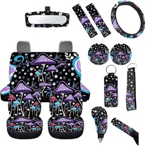 Western Aztec Cow Automotive Seat Cover Full Set Car Protection Accessory,Comfy Elastic Front Rear Bench Seat Covers for Most Vehicle,Steering Wheel Cover,Keychain,Coaster,Mirror Covers in Kuwait