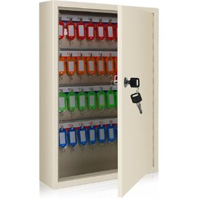 SHANTRA Key Box Cabinet, Wall Mount 64 Position Metal Locking Key Cabinet Organizer - Key Storage Box with Key Tags, Adjustable Lockbox for Keys, Secure Holder for Home, Hotels, and Valets - Black in Kuwait