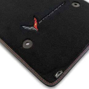 Lloyd Mats Custom-Fit Carpeted Floor Mats Premium Luxury Car Floor Liners for Corvette Corvette C8 2020-ON Coupe & Convertible (Charcoal, 2PC - 'Corvette' Flags) in Saudi Arabia