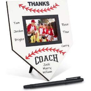 1 Pc Baseball Sofball Coach Signable Picture Frame Thanks Coach Gift Baseball Sofball Gift Photo Frame from Team Coaches Appreciation Home Plate Plaque (White) in Saudi Arabia