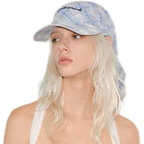 Y2K Bandana Hat for Women - Vintage Plaid Baseball Cap with Headscarf, Retro Summer Sun Visor Sporty Fashion Accessory in Kuwait