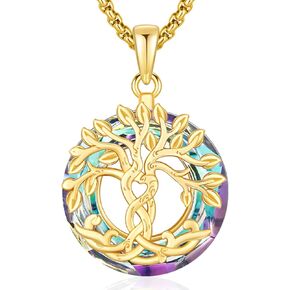 Tree of Life Necklace for Women 925 Sterling Silver Family Tree of Life Pendant with Austrian Crystal 22 Inches Chain in Kuwait