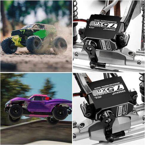 Hobby Fans 55kg RC Digital Servo with 2PCS 25T Servo Horn All Metal IP67 Waterproof Brushless Servo High Torque Fast Steering Servo for 1/8 1/10 1/12 RC Car in Saudi Arabia