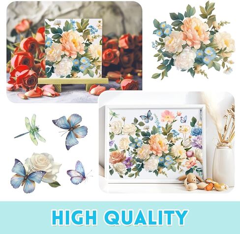 3 Sheet Peonies Flowers Rub on Transfers for DIY Crafts Vintage Florals Furniture Decal Retro Pink French Market Peonies Transfer Stickers for Wood DIY Paper Home Decor 11.8"* 5.9" in Saudi Arabia