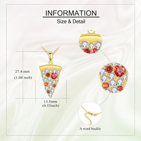 Pizza Necklace 925 Sterling Silver Pizza Pendant Necklaces Zircon Pizza Food Jewelry Gifts for Women Pizza Lovers in Saudi Arabia