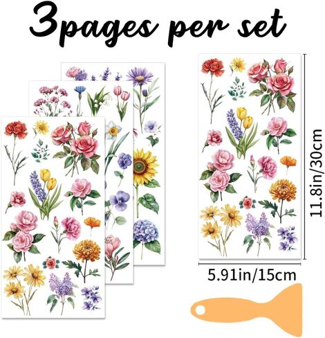 3 Sheet Peonies Flowers Rub on Transfers for DIY Crafts Vintage Florals Furniture Decal Retro Pink French Market Peonies Transfer Stickers for Wood DIY Paper Home Decor 11.8"* 5.9" in Saudi Arabia