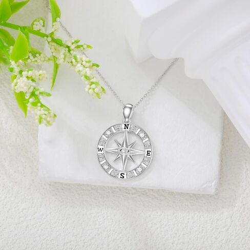 Diamond Compass Necklace 925 Sterling Silver Celtic Knot Pendant Necklace with Lab Grown Diamonds Graduation Gifts for Women in Saudi Arabia