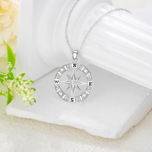 Diamond Compass Necklace 925 Sterling Silver Celtic Knot Pendant Necklace with Lab Grown Diamonds Graduation Gifts for Women in Saudi Arabia