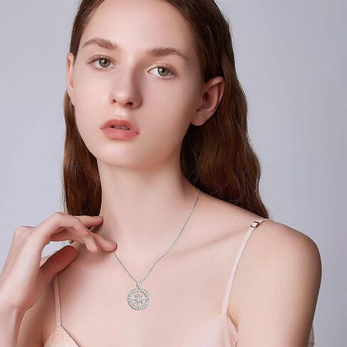 Diamond Compass Necklace 925 Sterling Silver Celtic Knot Pendant Necklace with Lab Grown Diamonds Graduation Gifts for Women in Saudi Arabia