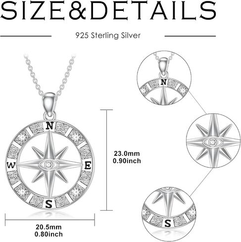 Diamond Compass Necklace 925 Sterling Silver Celtic Knot Pendant Necklace with Lab Grown Diamonds Graduation Gifts for Women in Saudi Arabia