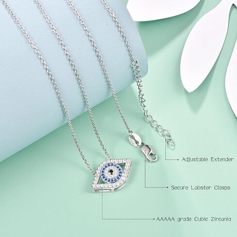 AENEAS Evil Eye Necklace Silver Turquoise Women Ojo Turco Dream Catcher-Shaped Jewelry Gift for Mothers Day Birthday Mom Wife in Saudi Arabia