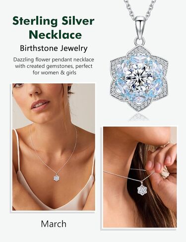 Six Leaf Clover Birthstone Necklaces for Women White Gold Plated Sterling Silver Opal/Sapphire/Emerald/Ruby/Aquamarine Lab Diamond Cz Flower Necklace Chains in Saudi Arabia