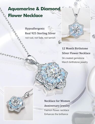 Six Leaf Clover Birthstone Necklaces for Women White Gold Plated Sterling Silver Opal/Sapphire/Emerald/Ruby/Aquamarine Lab Diamond Cz Flower Necklace Chains in Saudi Arabia