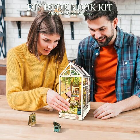 CRIOLPO Book Nook Kit - مجموعة منزل مصغر لبيت الدمية الخشبية، طقم مصغر لزوايا الكتب للبالغين والمراهقين، مجموعات إدراج رف الكتب الخشبية ثلاثية الأبعاد مع مستشعر LED ضوء كنيسة العهد in Kuwait
