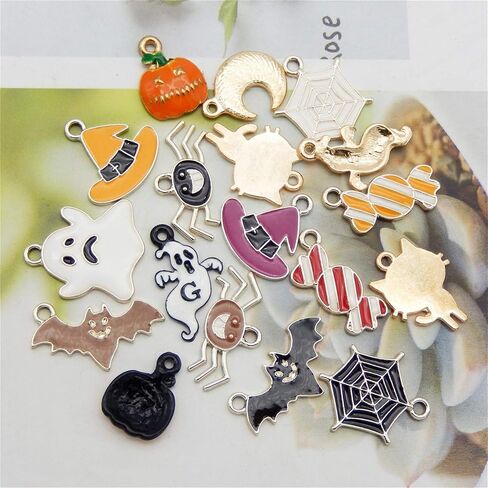 جولي وانغ 50 قطعة من المعلقات المينا الساحرة لعطلة عيد الميلاد للمجوهرات وقلادة وأقراط وسوار لصنع ديكور المنزل والحرف اليدوية in Kuwait