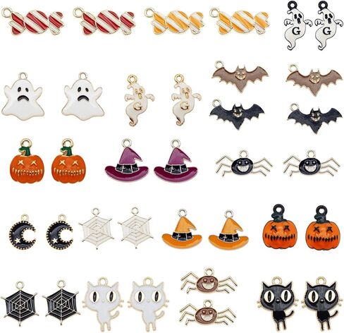 جولي وانغ 50 قطعة من المعلقات المينا الساحرة لعطلة عيد الميلاد للمجوهرات وقلادة وأقراط وسوار لصنع ديكور المنزل والحرف اليدوية in Kuwait