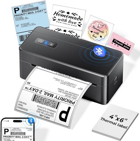 Bluetooth Thermal Shipping Label Printer, 4 x 6 Thermal Label Printer for Small Business, 2410BT Wireless Label Printer Compatible with iOS Android Phone&Pad&PC, Widely Used for UPS, FedEx, Amazon,etc in Saudi Arabia