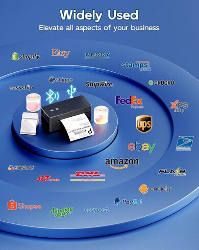 Bluetooth Thermal Shipping Label Printer, 4 x 6 Thermal Label Printer for Small Business, 2410BT Wireless Label Printer Compatible with iOS Android Phone&Pad&PC, Widely Used for UPS, FedEx, Amazon,etc in Saudi Arabia