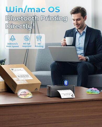 Bluetooth Thermal Shipping Label Printer, 4 x 6 Thermal Label Printer for Small Business, 2410BT Wireless Label Printer Compatible with iOS Android Phone&Pad&PC, Widely Used for UPS, FedEx, Amazon,etc in Saudi Arabia
