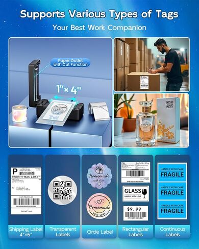 Bluetooth Thermal Shipping Label Printer, 4 x 6 Thermal Label Printer for Small Business, 2410BT Wireless Label Printer Compatible with iOS Android Phone&Pad&PC, Widely Used for UPS, FedEx, Amazon,etc in Saudi Arabia
