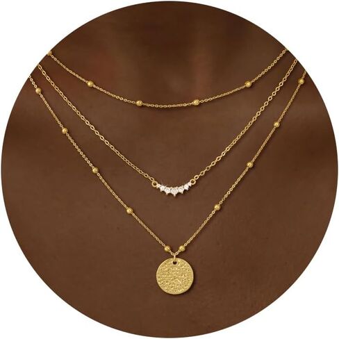 قلادة ذهبية ذات طبقة تشيسكي للنساء ، قلادة قلادة من القلادة المليئة بالذهن/الفضة المليون بمجلات قلادة قلادة قلادة قلادة قابلة للتعديل للنساء للنساء المجوهرات الذهبية للنساء للسيدات الهدايا in Kuwait