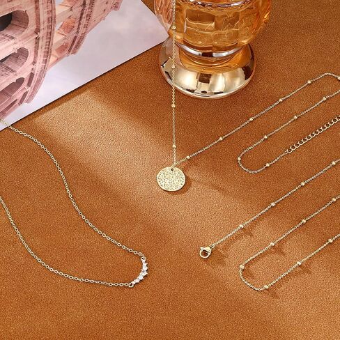 قلادة ذهبية ذات طبقة تشيسكي للنساء ، قلادة قلادة من القلادة المليئة بالذهن/الفضة المليون بمجلات قلادة قلادة قلادة قلادة قابلة للتعديل للنساء للنساء المجوهرات الذهبية للنساء للسيدات الهدايا in Kuwait