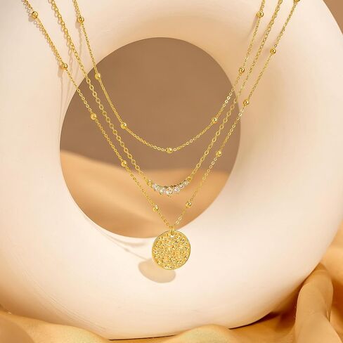 قلادة ذهبية ذات طبقة تشيسكي للنساء ، قلادة قلادة من القلادة المليئة بالذهن/الفضة المليون بمجلات قلادة قلادة قلادة قلادة قابلة للتعديل للنساء للنساء المجوهرات الذهبية للنساء للسيدات الهدايا in Kuwait