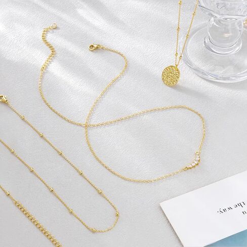 قلادة ذهبية ذات طبقة تشيسكي للنساء ، قلادة قلادة من القلادة المليئة بالذهن/الفضة المليون بمجلات قلادة قلادة قلادة قلادة قابلة للتعديل للنساء للنساء المجوهرات الذهبية للنساء للسيدات الهدايا in Kuwait