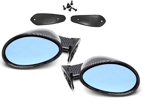 IJdmtoy Matte Black California Rally Rally Motorsport Style Universal Oval View View Side Mirrors متوافقة مع الرياضة أو السيارات في الشوارع in Kuwait