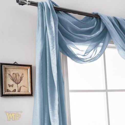 Luxury Window Sheer Elegant Voile Curtain Scarf for Home, Birthday Party, Wedding Decoration, 1 Panel 54" W x 216" L, Quite Blue in Saudi Arabia