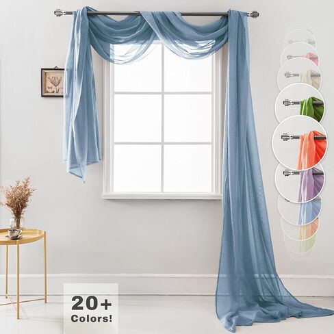 Luxury Window Sheer Elegant Voile Curtain Scarf for Home, Birthday Party, Wedding Decoration, 1 Panel 54" W x 216" L, Quite Blue in Saudi Arabia