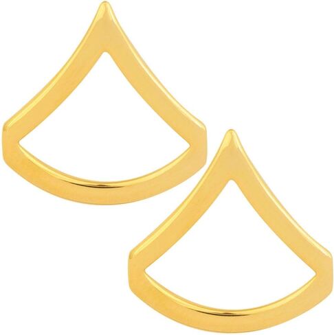 Army chevron rank gold plated: Enlisted: PFC E-3 PV3 Priced per pair in Saudi Arabia