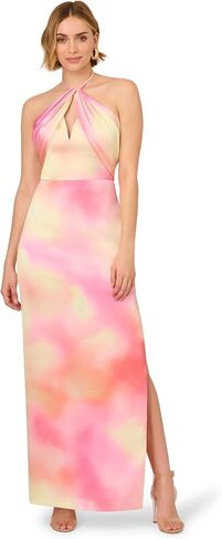 Adrianna Papell Women's Printed Sateen Long Dress in Saudi Arabia