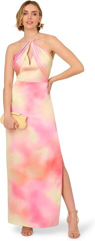 Adrianna Papell Women's Printed Sateen Long Dress in Saudi Arabia
