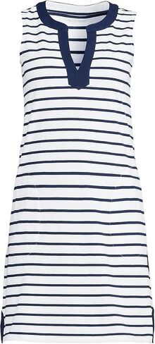 Lands' End Women's Cotton Jersey Notch Neck Dress with Soutache in Kuwait