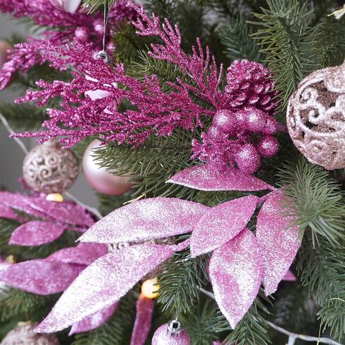 Winlyn 24 PCS عيد الميلاد برشات أوراق الاصطناعية الإبر الصنوبر التوت pinecone سيقان الذهب اللامع ديكور عيد الميلاد يختار 12.2 "- 14.2" لقضاء العطلة على شجرة عيد الميلاد الذهب. in Kuwait