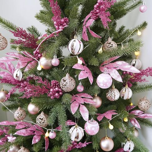 Winlyn 24 PCS عيد الميلاد برشات أوراق الاصطناعية الإبر الصنوبر التوت pinecone سيقان الذهب اللامع ديكور عيد الميلاد يختار 12.2 "- 14.2" لقضاء العطلة على شجرة عيد الميلاد الذهب. in Kuwait